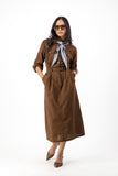 Brown linen military dress