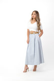 Powder blue belted skirt