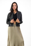 Black " butter soft " pleather cropped biker