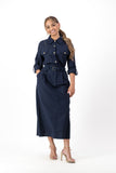 Navy linen military dress