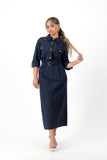Navy linen military dress
