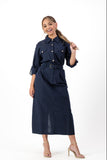 Navy linen military dress