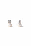 Silver diamanté and pearl stud