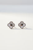 Silver clover half diamante earring