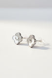 Silver clover half diamante earring