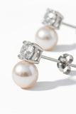 Silver diamanté and pearl stud
