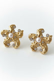 Gold diamante and pearl starfish earring