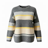 Grey and lemon stripe knit
