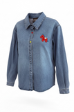 Denim shirt with horse patch
