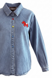 Denim shirt with horse patch