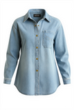 Denim shirt with bow emrbroidery