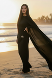 Black drape mesh dress