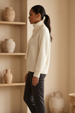 Ivory knit with button scarf