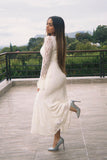 Ivory lace dress with pearl side button